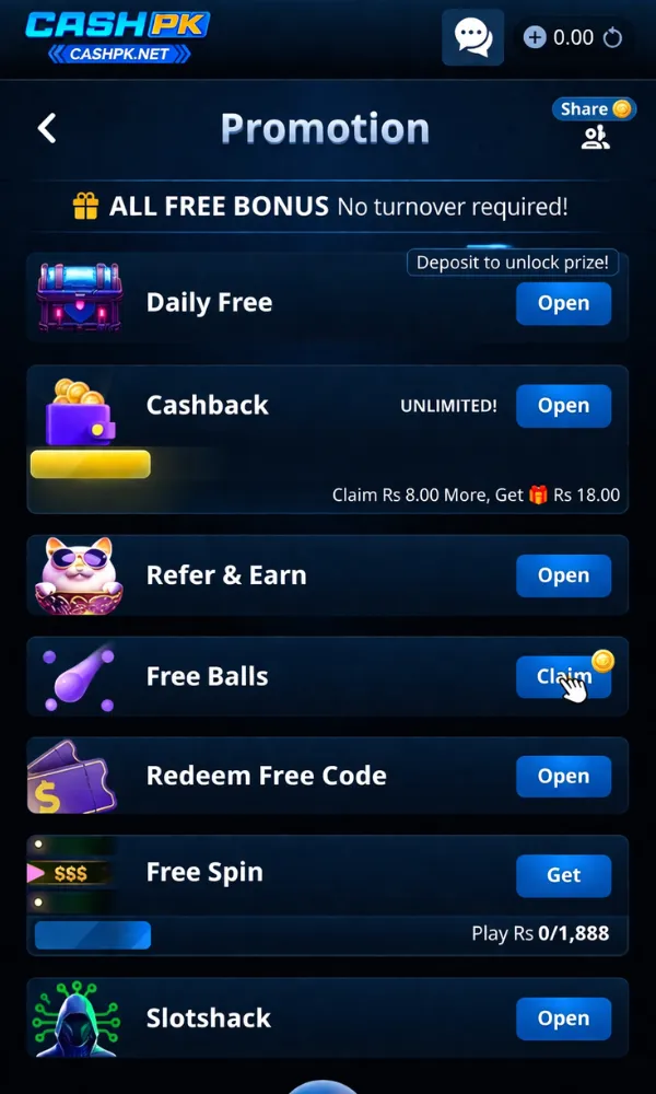 CashPK Game bonuses